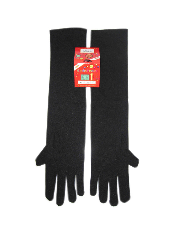 Handschoenen zwart stretch luxe nylon 40 cm