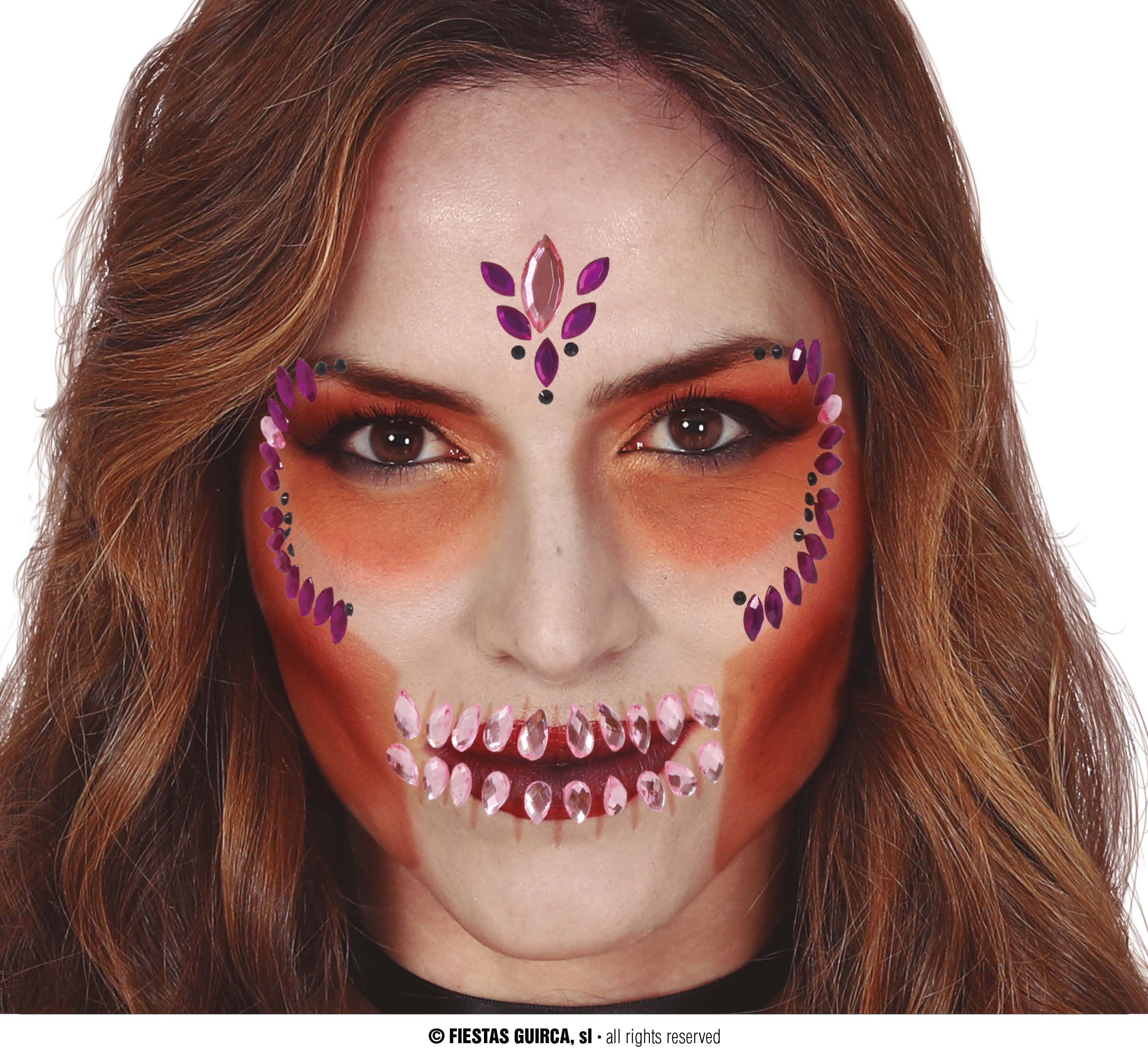 Halloween Gezichtsdecoratie Face Jewel Lilac Skull