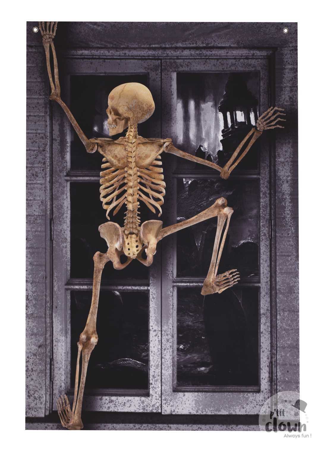 Halloween Raamdeco Klauterend Skelet 120 x 80 cm
