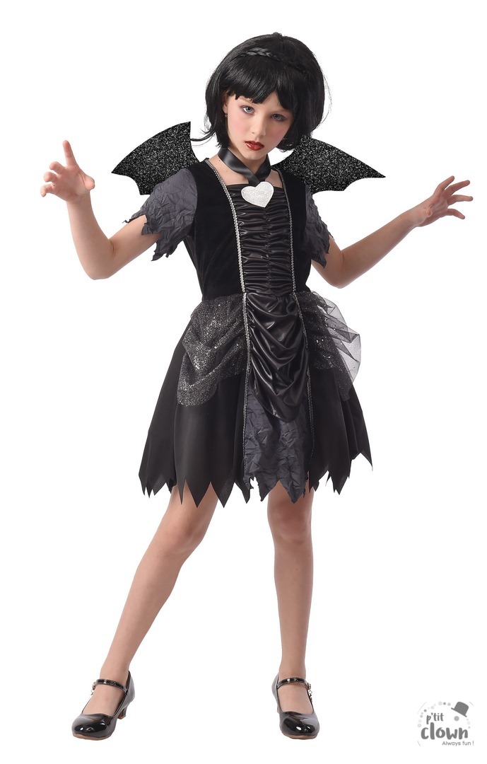 Halloween Meisjes Verkleedjurkje Zwarte Vleermuis 3-delig