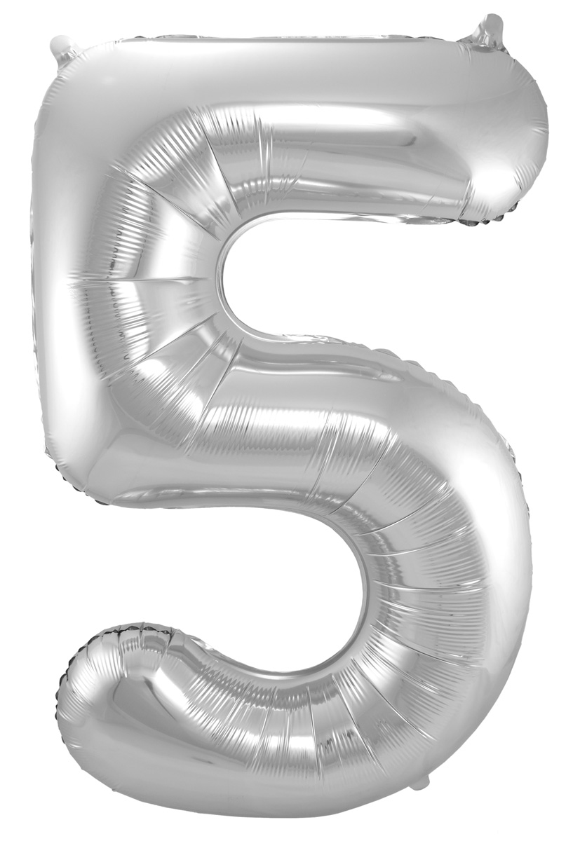 Heliumballon Zilver Cijfer 5