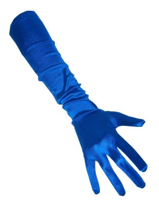 Handschoenen satijn blauw lang 