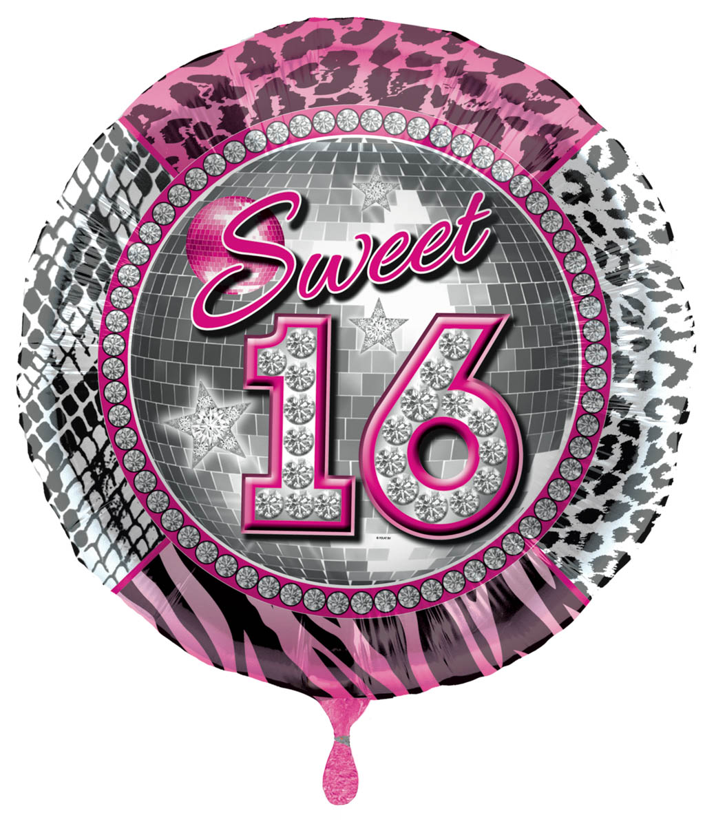 Ballon helium rond 16 Sweet Sixteen
