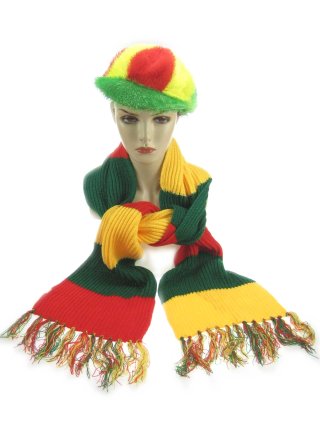 Sjaal gebreid rood-geel-groen