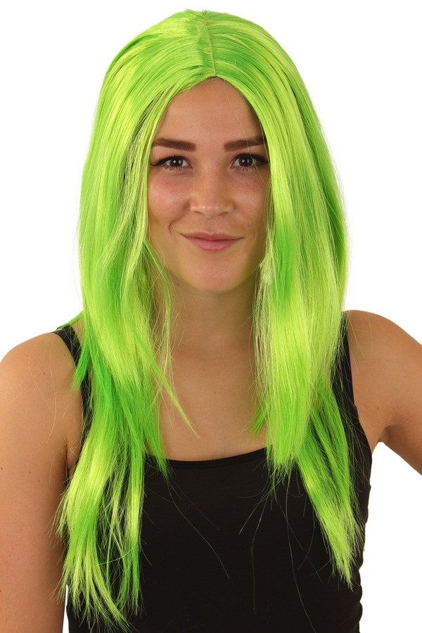 Lange Fluor Groene Damespruik met Scheiding