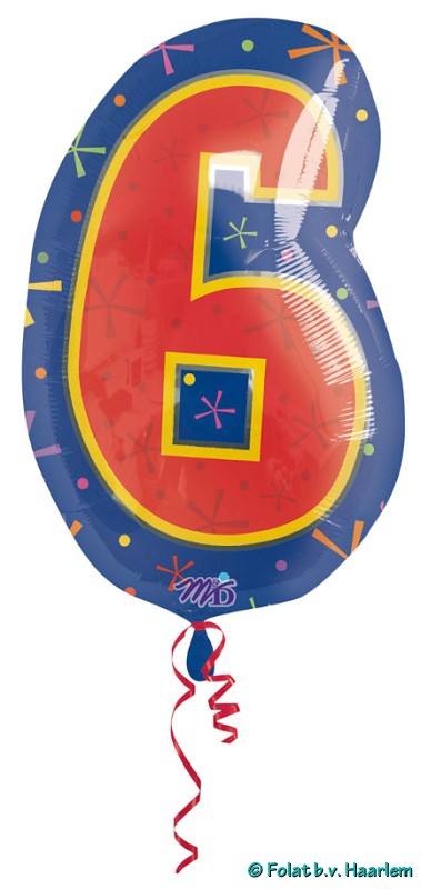 Ballon helium cijfer 6