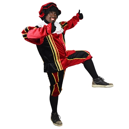 Kostuum Piet Fluweel Rood-Zwart
