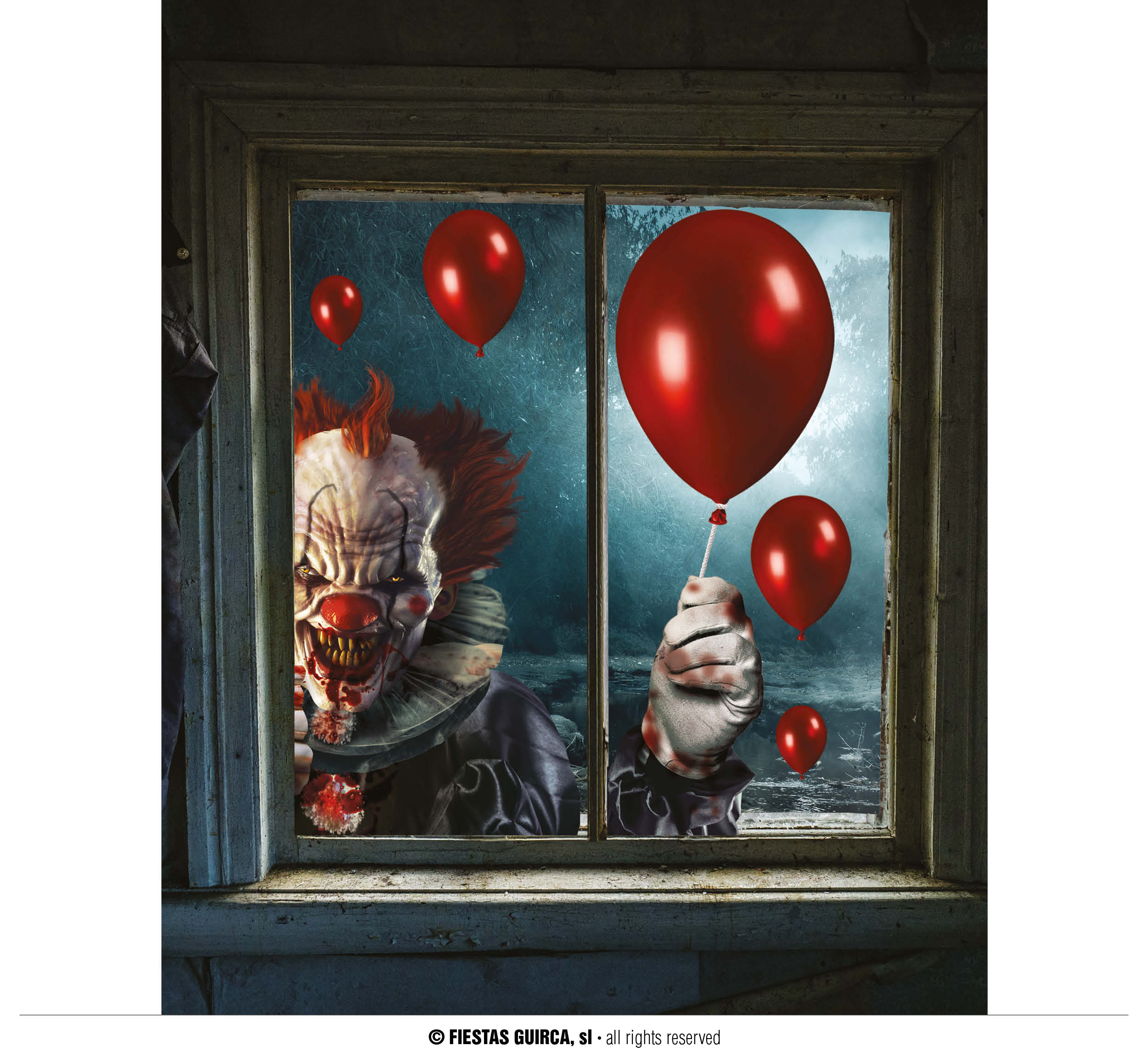 Halloween Zelfklevende Raamdeco Clown Pennywise