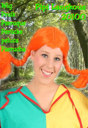 Pruik Pippi oranje