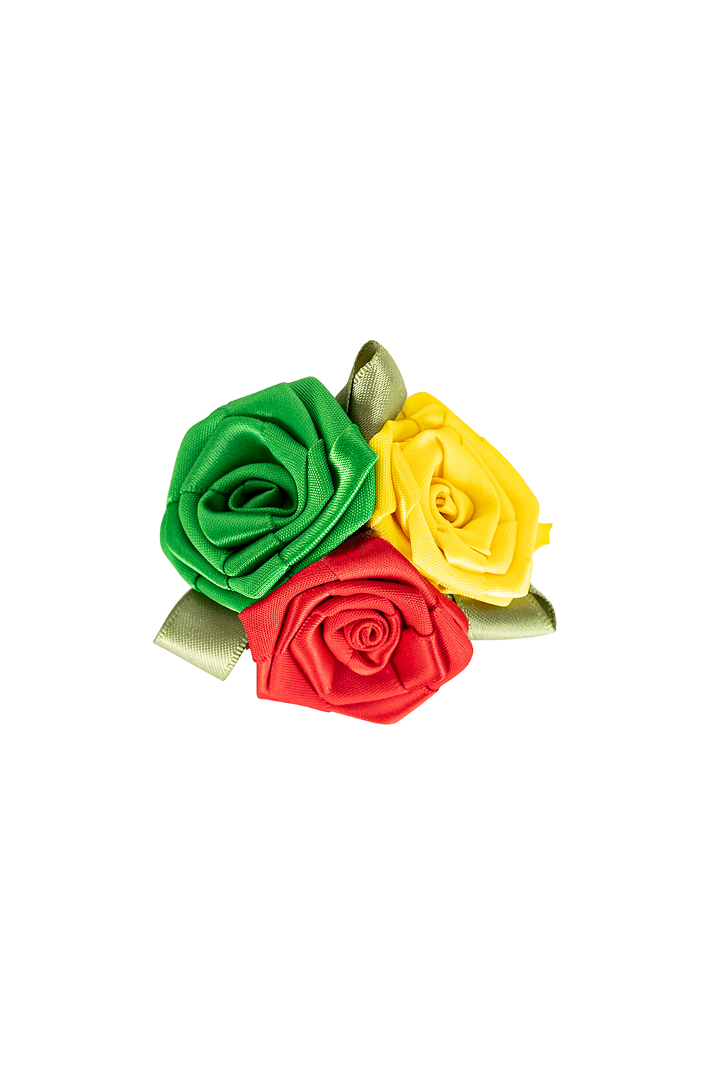 Broche Carnaval Rood-Geel-Groene Roosjes