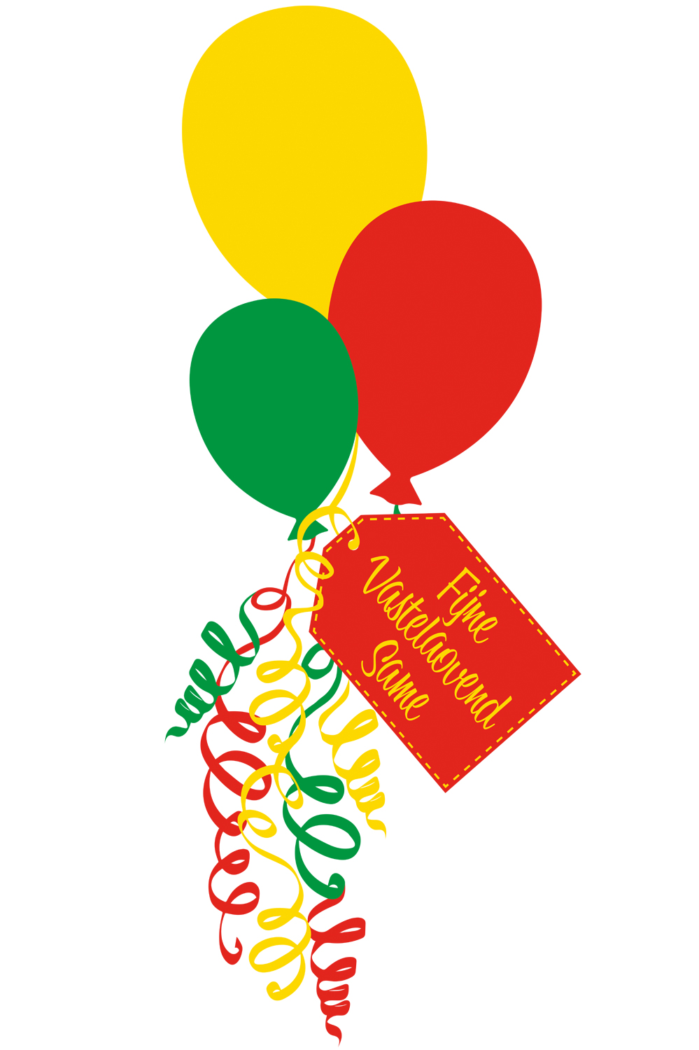 Raamsticker Ballonnentros met kaartje "Fijne Vastelaovend Same"