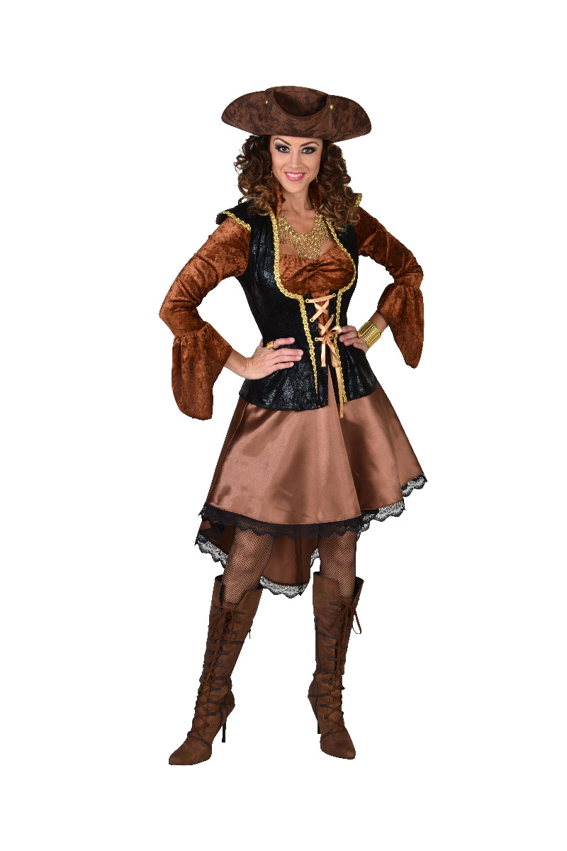 Jurk Piraten Dame Bruin Zwart