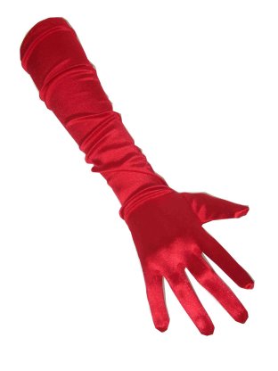 Handschoenen satijn rood lang
