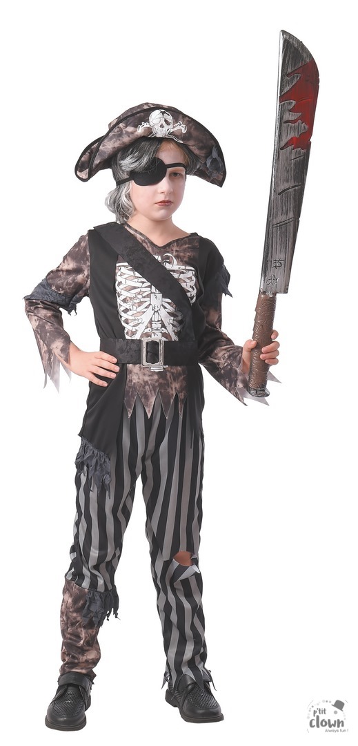 Halloween Kinderverkleedpak Skelet Piraat 5-delig