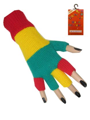 Handschoenen vingerloos rood/geel/groen
