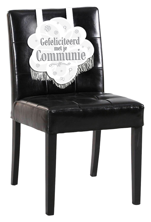 Stoeldecoratie communie wit-zilver