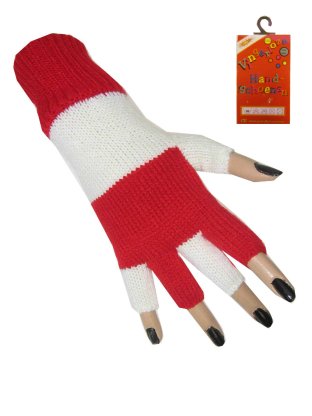 Handschoenen vingerloos rood/wit